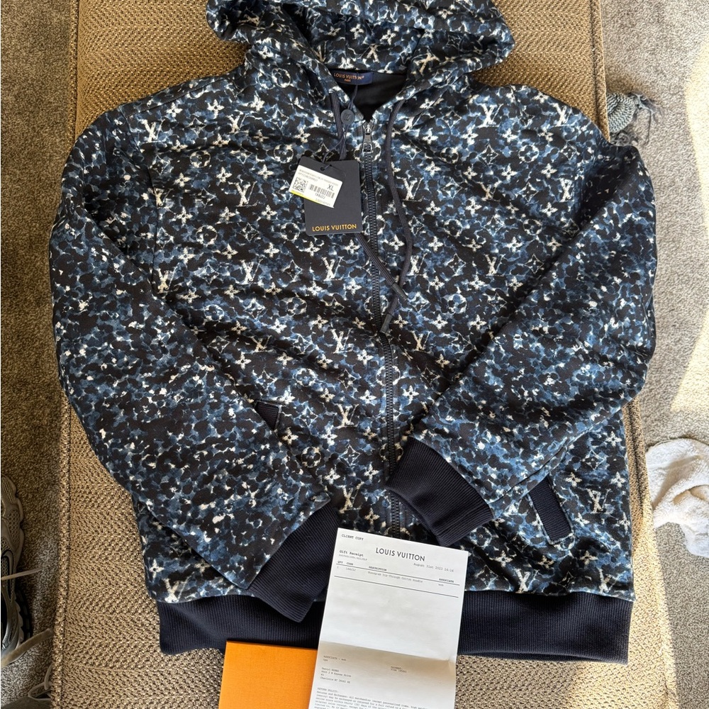 Louis Vuitton Navy and White Patterned Hoodie